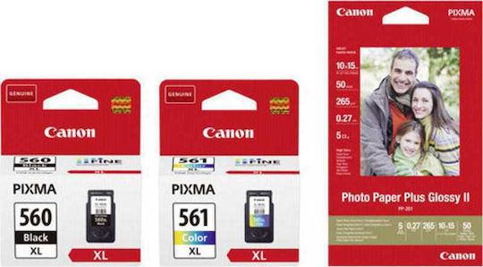 Canon PG-560XL/CL-561XL Γνήσιο Photo Value Pack με 2 Μελάνια Εκτυπωτή InkJet Πολλαπλό (Color) / Μαύρο (3712C004)