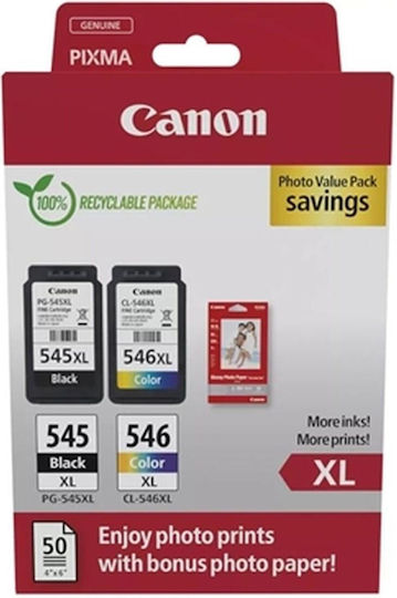 Canon PG-545/CL-546XL Γνήσιο Πακέτο 2 Μελανιών Εκτυπωτή InkJet Μαύρο / Πολλαπλό (Color) (8286B012)