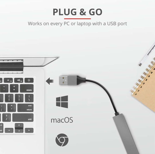Trust USB-Hub 4 Anschlüsse USB 2.0 mit USB-A Anschluss Grau