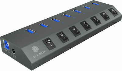 Icy Box USB 3.0 7 Port Hub with USB-A / USB-C Connection and External Power Supply