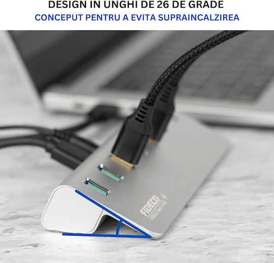 Fideco Hub 7 Θυρών USB 3.0 με σύνδεση USB-A Γκρι