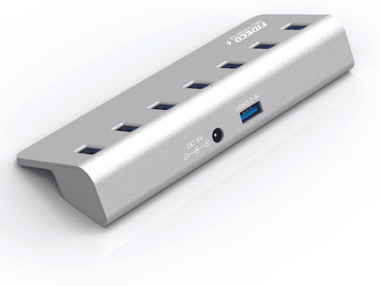 Fideco Hub 7 Θυρών USB 3.0 με σύνδεση USB-A Γκρι