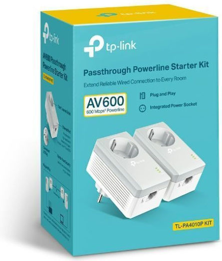 TP-LINK TL-PA4010PKIT v2.3 Powerline Double Wired with Passthrough Socket and Ethernet Port