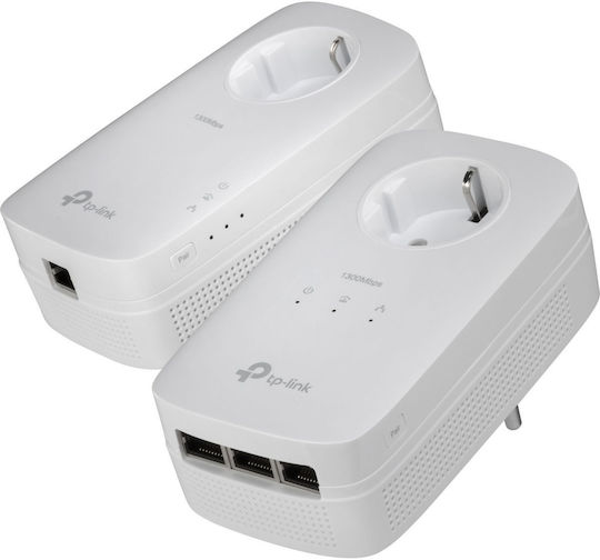 TP-LINK TL-PA8033P KIT v1 Powerline Double Wired with Passthrough Socket and 3 Gigabit Ethernet Ports