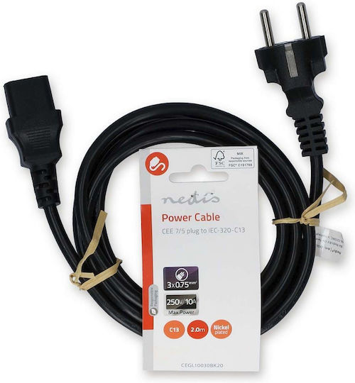 Nedis IEC C13 - Schuko Cablu 2m Negru (CEGL10030BK20)