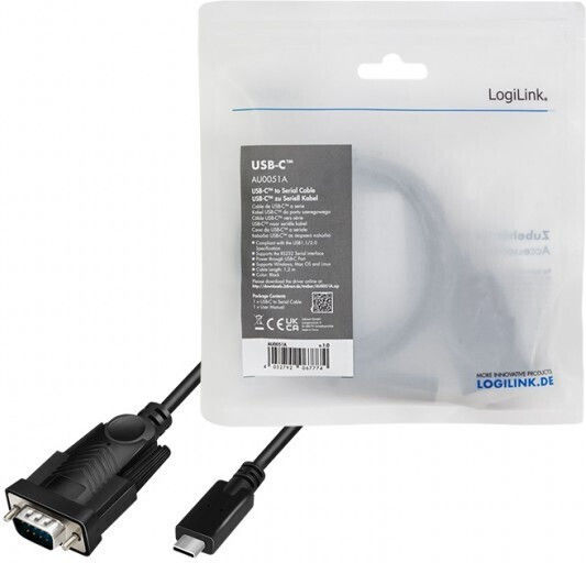 Logilink Usb-c Rs-232 Usb Кабел 1.2м Черен Au0051a