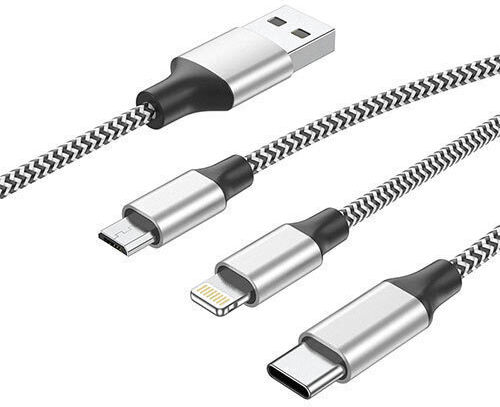 Lamtech Braided USB to micro USB / Lightning / Type-C Cable 2A Γκρι 1m (LAM450329)