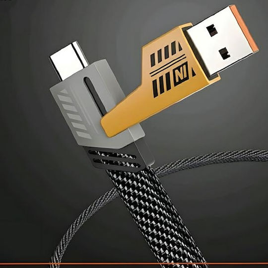 Awei Braided USB to Type-C / Lightning Cable 2.4A Μαύρο 1m (CL-226)