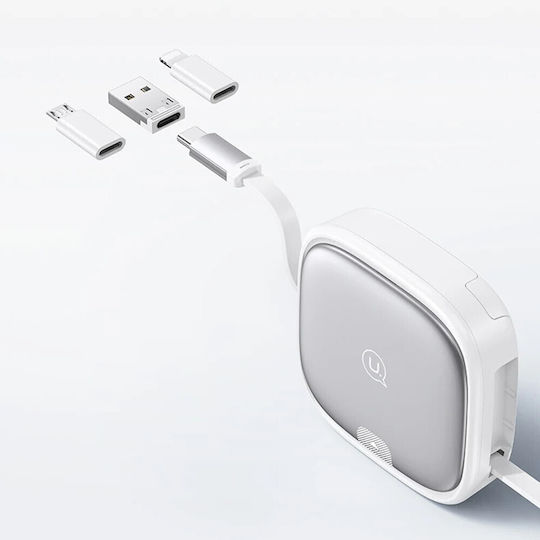 Usams US-SJ650 Ausziehbar / Tasche USB zu Typ-C,TC-TC / Blitzschlag / Micro-USB Kabel 3A Lila 1m (SJ650USB03)