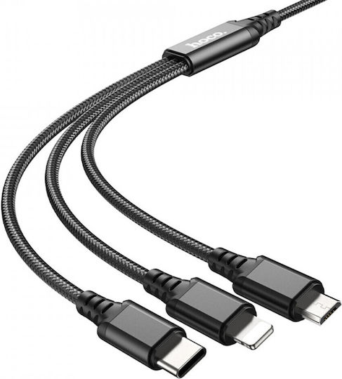 Hoco X76 Braided USB to Lightning / Type-C / micro USB 1m 2A Cable Multicolour