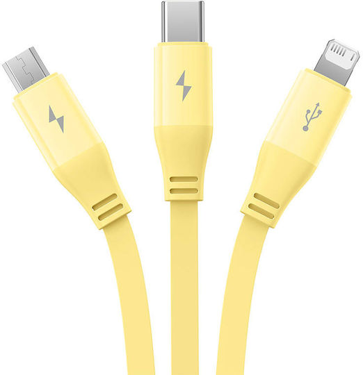 Baseus Retractable USB to Type-C Cable 3.5A Κίτρινο 1.1m