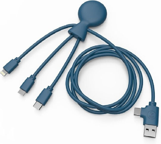 Xoopar USB to Lightning / Type-C / micro USB Cable Πολύχρωμο 1m (XP71024.16LR)
