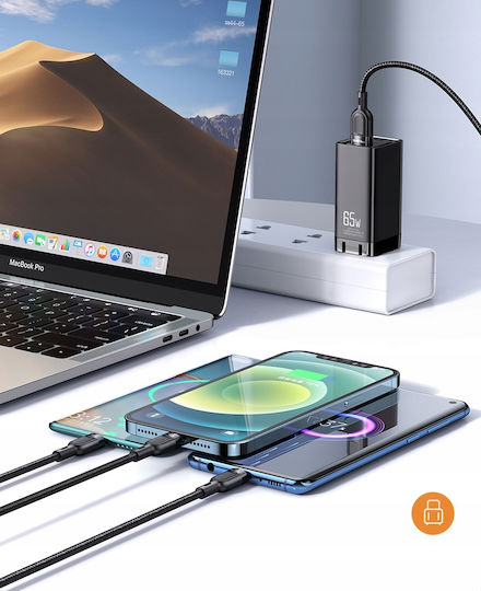 Mcdodo Braided USB to Type-C / Lightning / micro USB Cable Μαύρο 1.2m (CA-0930)