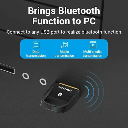 Vention USB Bluetooth 5.0 Адаптер с Обхват 20м Черен (CDSB0)
