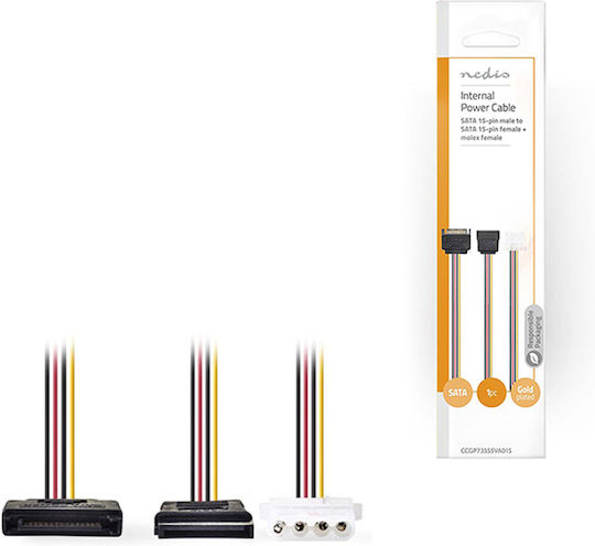 Nedis 15-Pin Sata - 15-Pin Sata / 4-Pin Molex Cable 0.15m Πολύχρωμο CCGP73555VA015