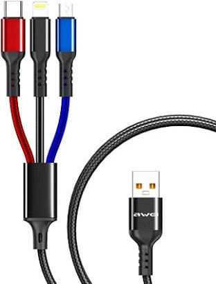 Awei USB to Lightning / Type-C / micro USB Cable Πολύχρωμο (CTK-AWEI-CL-971)