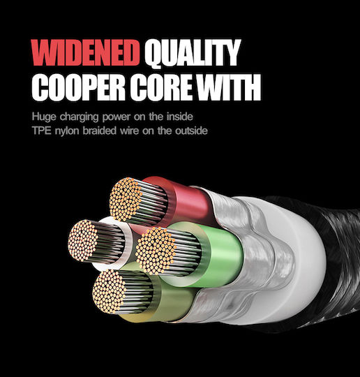 Ldnio Braided USB to Type-C / Lightning / micro USB Cable 3.4A Γκρι 1.2m