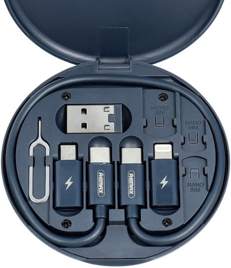 Remax RC-190 Regular USB to Lightning / Type-C / micro USB Cable 3A Λευκό 0.25m