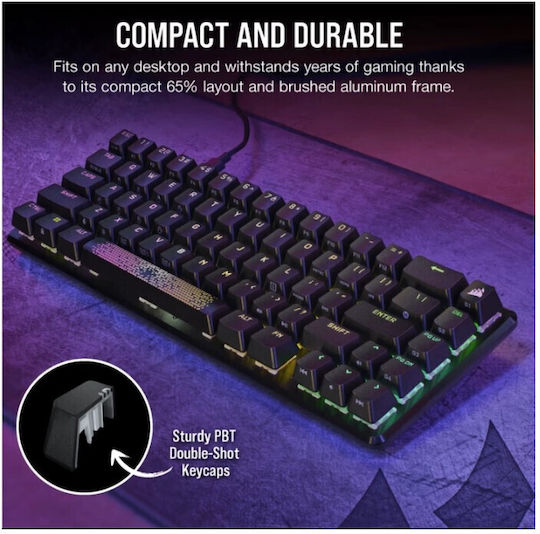 Corsair K65 Pro Mini Οπτικό Gaming Πληκτρολόγιο 65% με Corsair OPX διακόπτες και RGB φωτισμό (Αγγλικό US)
