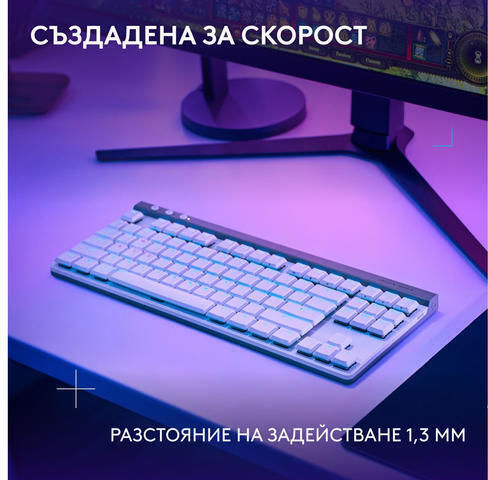 Logitech G515 Lightspeed Wireless Gaming Mechanical Keyboard Tenkeyless with GL Tactile switches and RGB lighting (English US) White