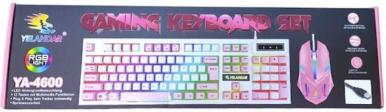 Yelandar YA-4600 Gaming Πληκτρολόγιο με RGB φωτισμό (Αγγλικό US) Ροζ