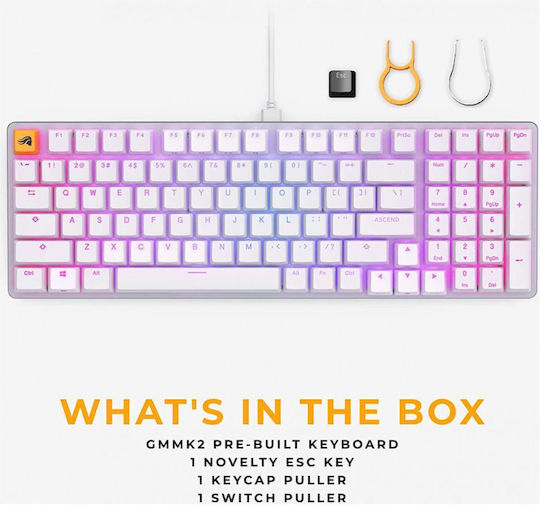 Glorious PC Gaming Race GMMK 2 Gaming Mechanical Keyboard with Glorious Fox switches and RGB lighting (English US) White