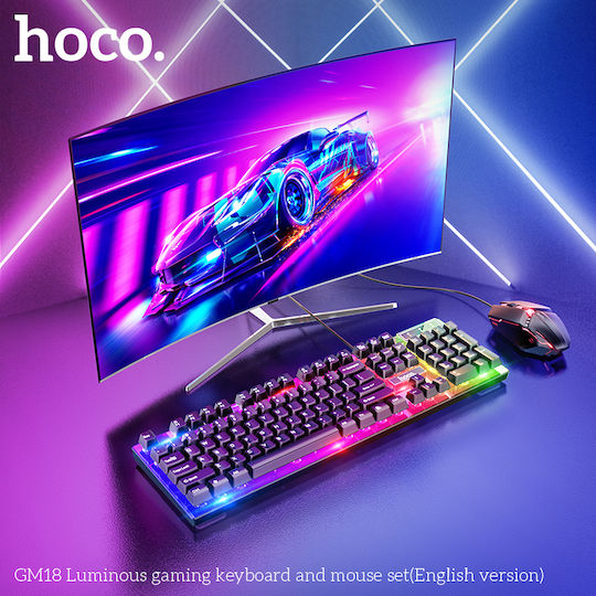 Hoco GM18 Luminous Σετ Gaming Πληκτρολόγιο με RGB φωτισμό & Ποντίκι (Αγγλικό US)