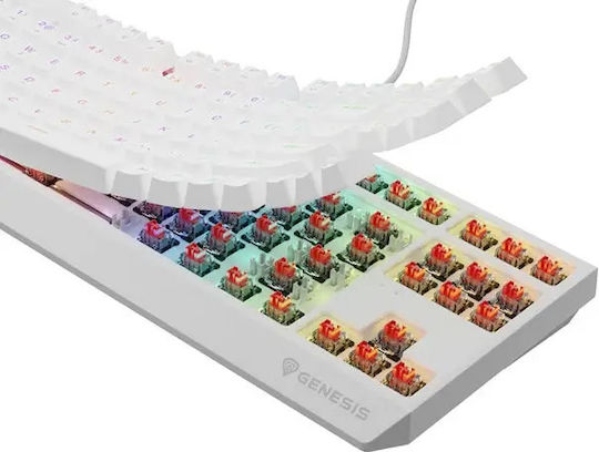 Genesis Thor 230 TKL Gaming Mechanical Keyboard Tenkeyless with Outemu Red switches and RGB lighting (English US) White