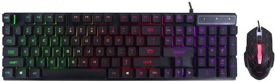 Spacer SP-GK-01 Set Gaming Tastatur mit RGB-Beleuchtung & Maus (Englisch US)