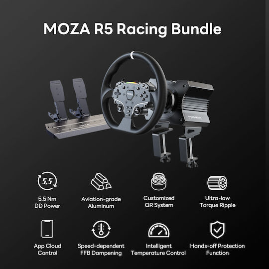 Moza Racing R5 Bundle Steering Wheel with Pedals for PC