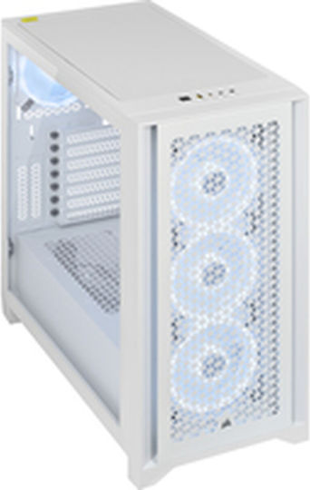 Corsair 4000D RGB Airflow Gaming Midi-Turm Computergehäuse mit Seitenfenster Weiß