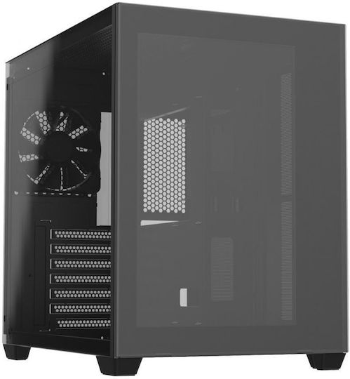 FSP/Fortron CMT380 Gaming Midi-Turm Computergehäuse mit Seitenfenster und RGB-Beleuchtung Schwarz