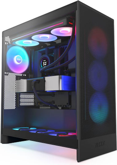 NZXT H7 Flow RGB Gaming Midi Tower Κουτί Υπολογιστή με Πλαϊνό Παράθυρο Μαύρο