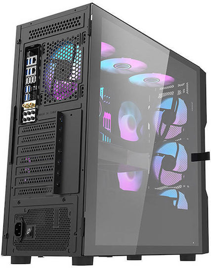 Darkflash DK431 Gaming Midi-Turm Computergehäuse mit Seitenfenster Schwarz