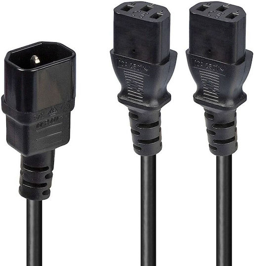 Lindy C14 2 C13 IEC C14 - IEC C13 Cable 2m Μαύρο 30039