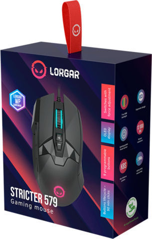 Lorgar Stricter 579 RGB Gaming Gaming Maus 12000 DPI Schwarz
