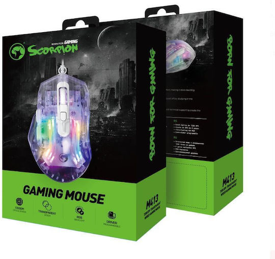 Marvo M413 RGB Gaming Gaming Maus 7200 DPI Weiß