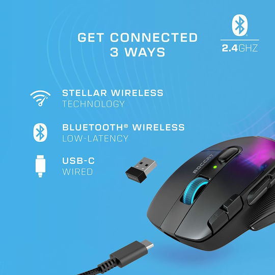 Roccat Kone XP Air Ασύρματο RGB Gaming Ποντίκι 19000 DPI Μαύρο