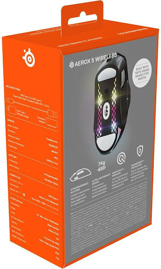 SteelSeries Aerox 5 Kabelloses RGB Gaming Maus 18000 DPI Schwarz Mattierte Oberfläche