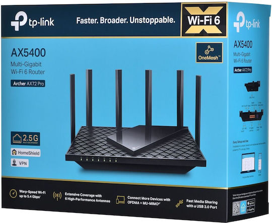 TP-LINK AX72 Pro v1 Ασύρματο Router Wi‑Fi 6 με 5 Θύρες