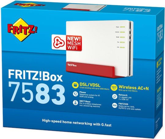 AVM Fritz!Βox 7583 Ασύρματο Router Wi‑Fi 5 με 5 Θύρες