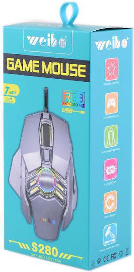 Weibo S280 RGB Gaming Mouse 3200 DPI Silver