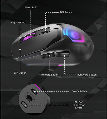 Marvo Fit Pro Ασύρματο RGB Gaming Ποντίκι 19000 DPI Μαύρο