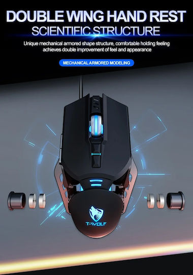 T-Wolf G530 Gaming Ποντίκι 6400 DPI Μαύρο