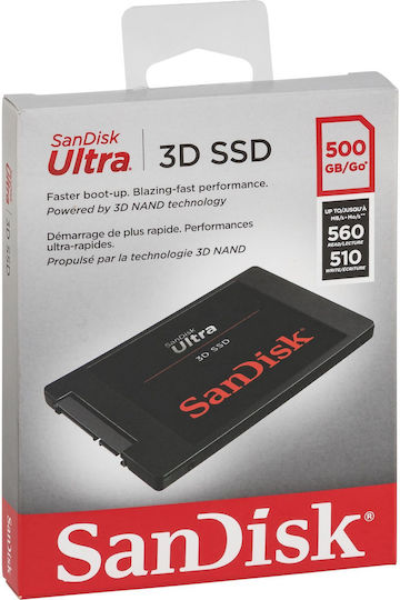 Sandisk Ultra 3D SSD 500GB τύπου 2.5'' με σύνδεση SATA III SDSSDH3-500G-G26