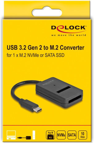 DeLock 64198 M.2 NVMe PCIe - USB-C Schwarz