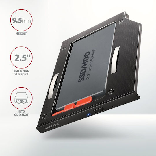 Axagon Caddy RSS-CD09 ODD - 2.5" SATA SSD/HDD Caddy 9.5 MM Negru (RSS-CD09)