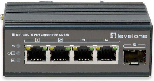 Level One IGP-0502 Unmanaged L2 PoE+ Switch με 4 Θύρες Gigabit (1Gbps) Ethernet και 1 SFP Θύρα