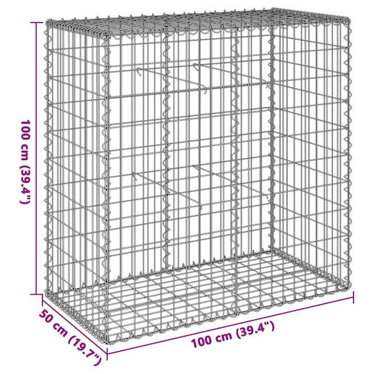 vidaXL Кутия Gabin за Ограда на Градина от Стомана 100x50x100бр 1бр Сребрист
