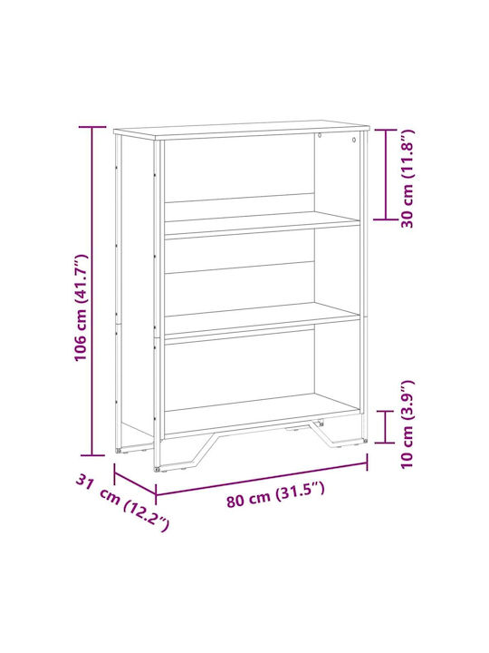 Black Bookcase 80x31x106cm